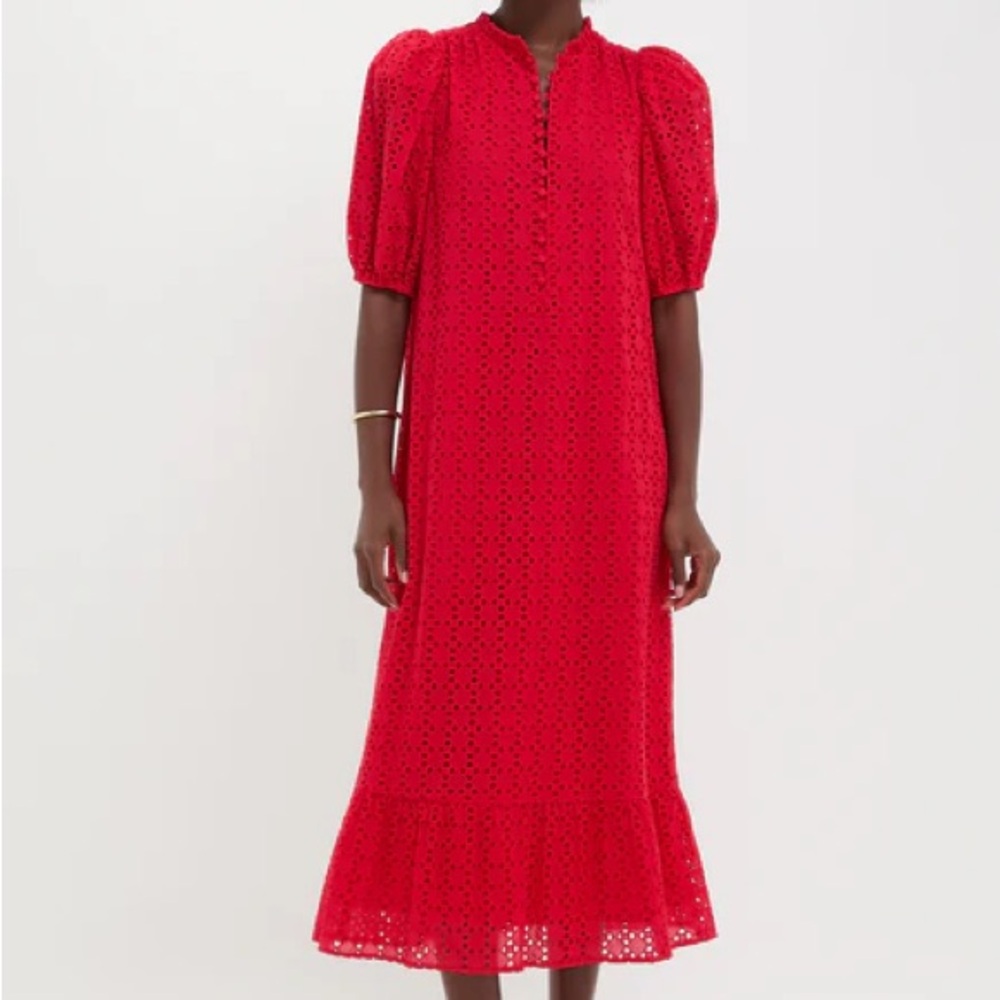 Tuckernuck HYACINTH HOUSE Red Eyelet Tryall Midi Dress - Picture 2 of 11